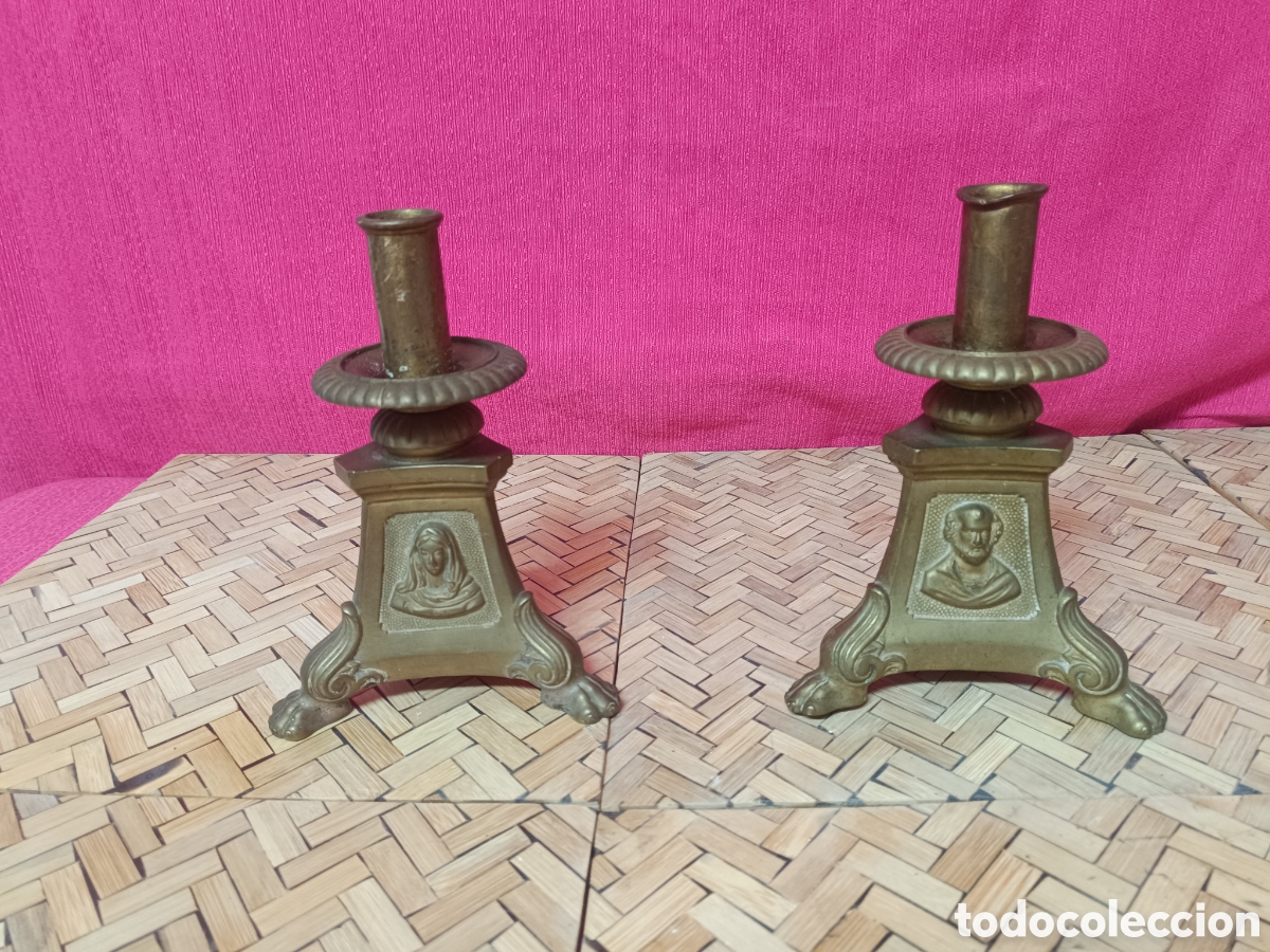 Antig&uuml;edades: Candelabro bronce im&aacute;genes religiosas - Foto 4