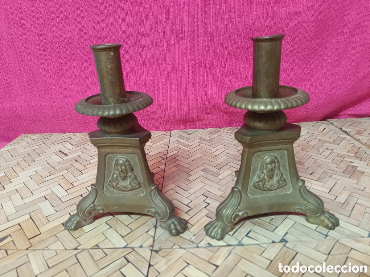 Antig&uuml;edades: Candelabro bronce im&aacute;genes religiosas - Foto 7