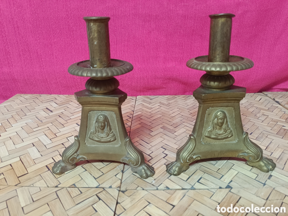 Antig&uuml;edades: Candelabro bronce im&aacute;genes religiosas - Foto 8