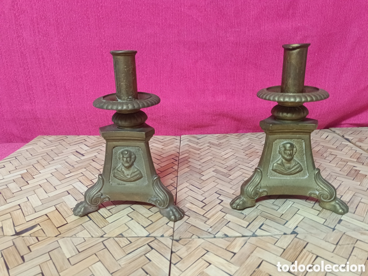 Antig&uuml;edades: Candelabro bronce im&aacute;genes religiosas - Foto 1