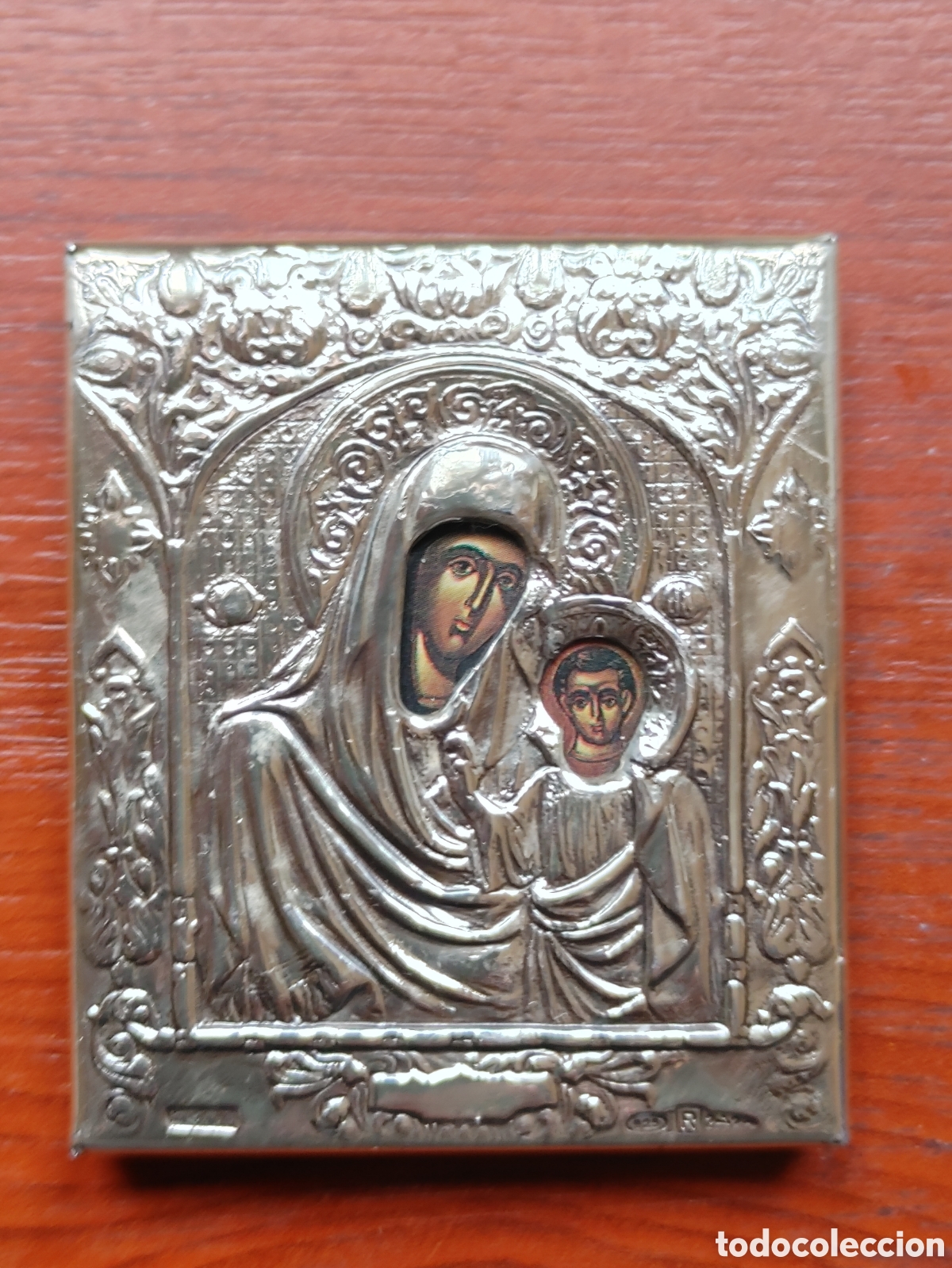 Antig&uuml;edades: Icono peque&ntilde;o de plata. Punzonada. - Foto 5