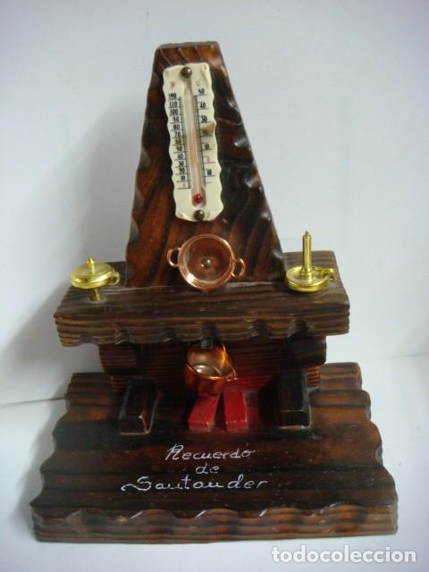 Antig&uuml;edades: FIGURA EN MADERA CHIMENEA CON TERMOMETRO Rdo. DE SANTANDER-(&) - Foto 2