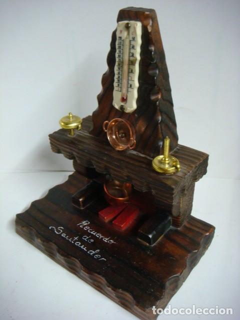 Antig&uuml;edades: FIGURA EN MADERA CHIMENEA CON TERMOMETRO Rdo. DE SANTANDER-(&) - Foto 4