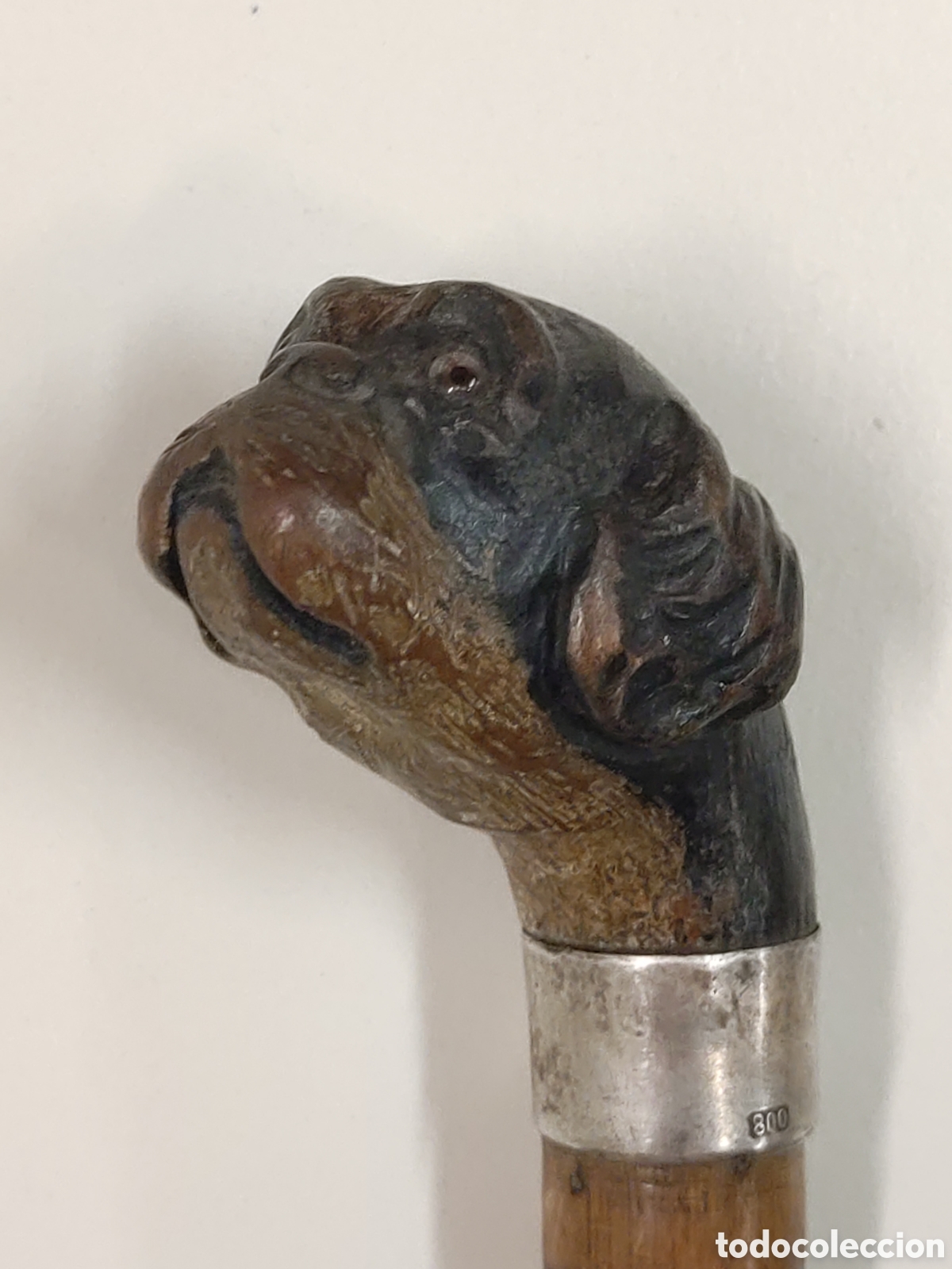 Antig&uuml;edades: Bast&oacute;n Perro Plata 800 cuerno - Foto 5