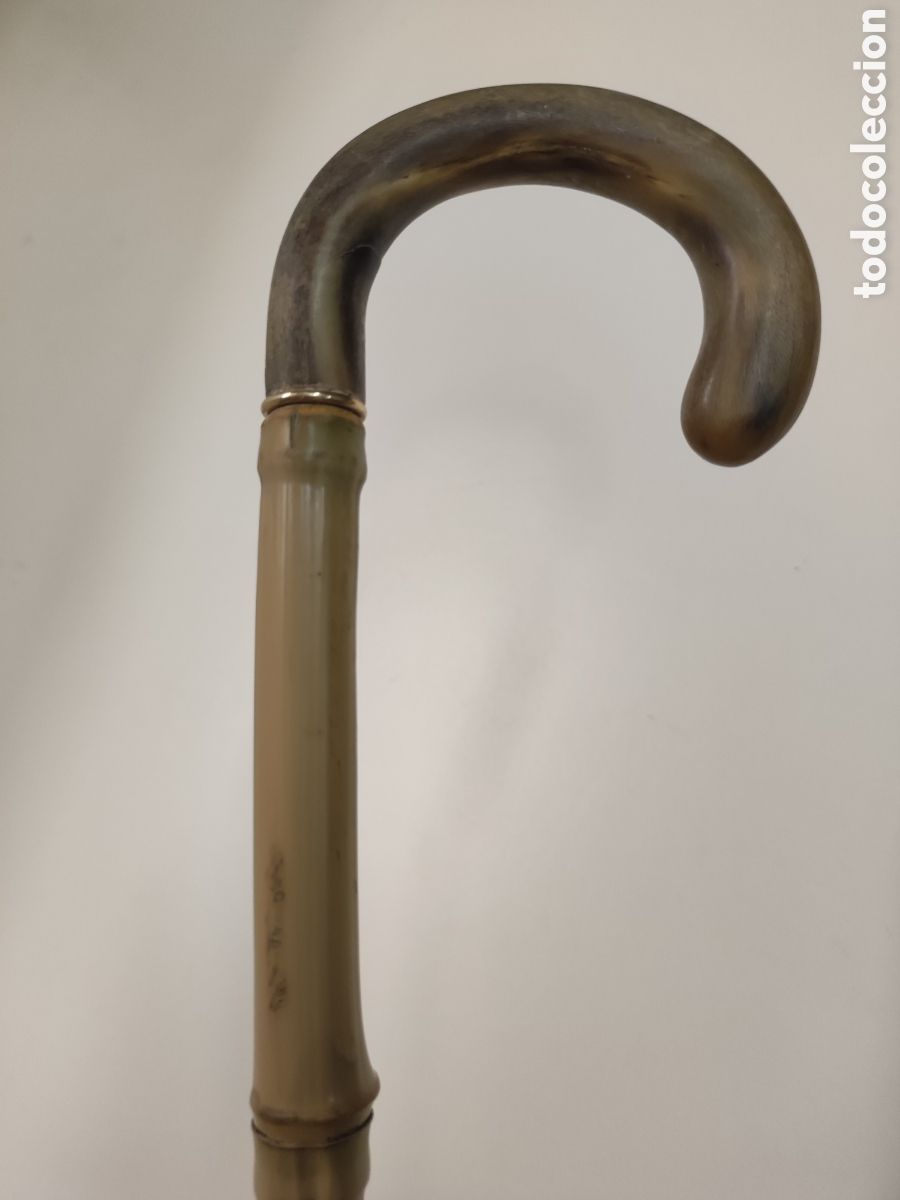 Antig&uuml;edades: Bast&oacute;n Cuerno Bamb&uacute; Bronce - Foto 3