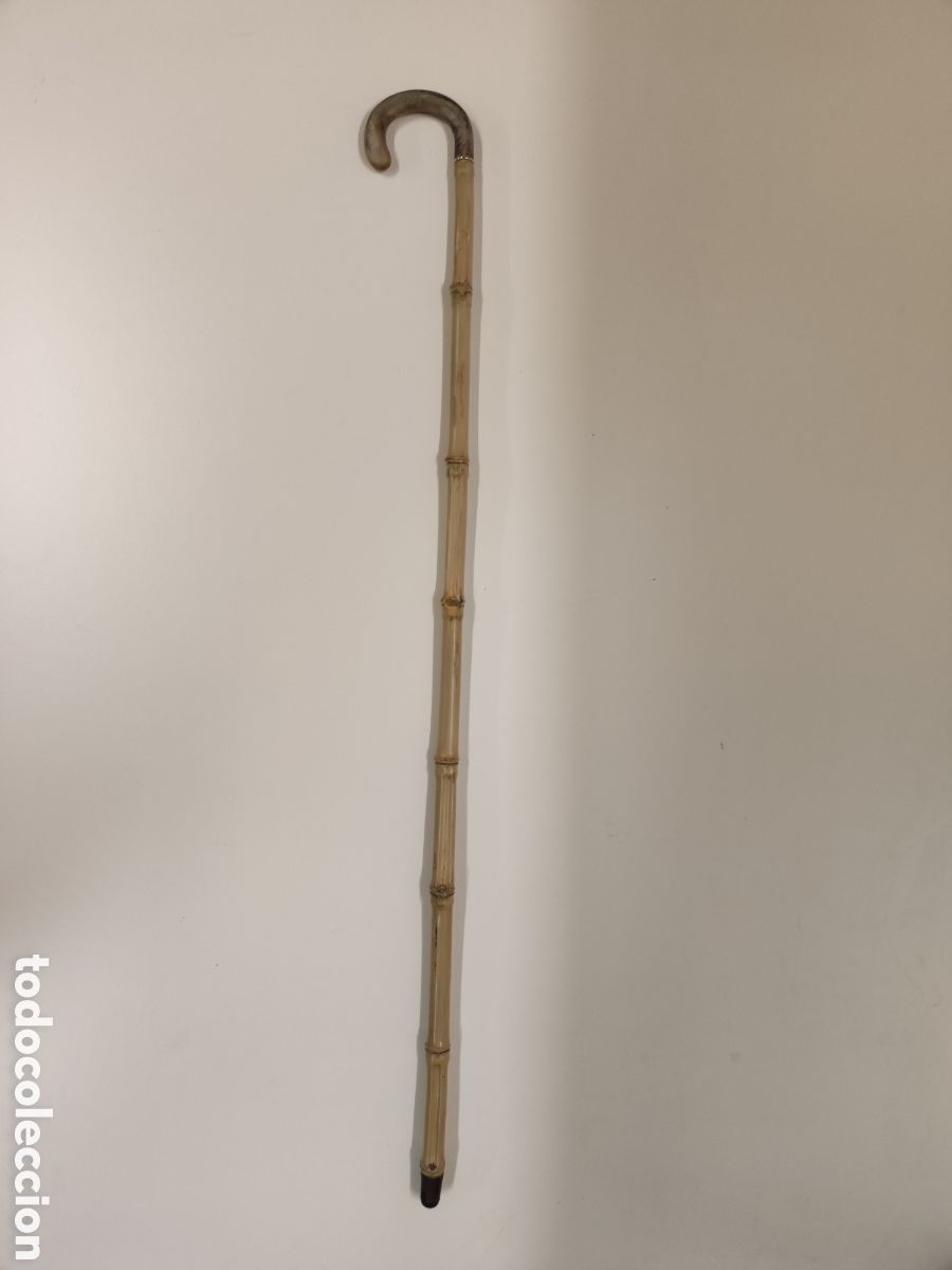 Antig&uuml;edades: Bast&oacute;n Cuerno Bamb&uacute; Bronce - Foto 2