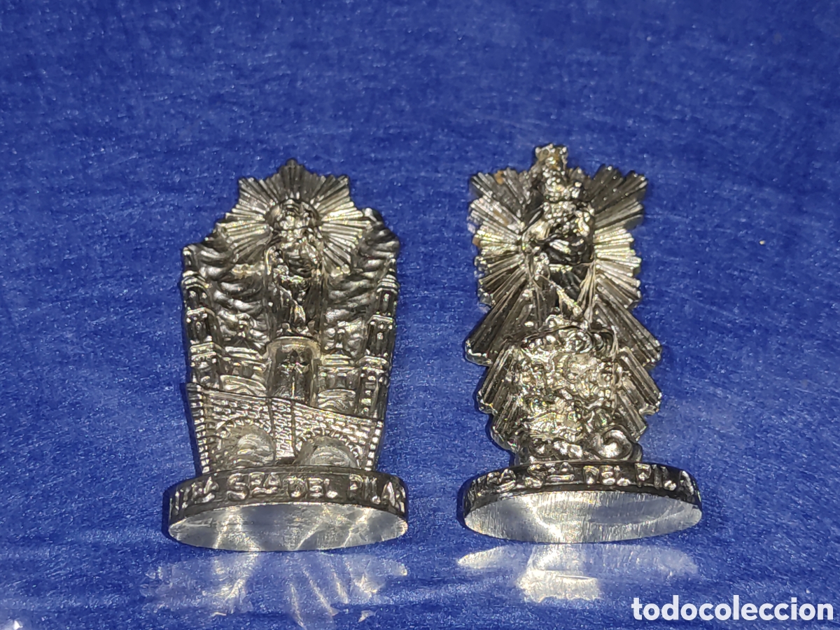 Antig&uuml;edades: 2 figuras de metal de la virgen del Pilar. - Foto 1