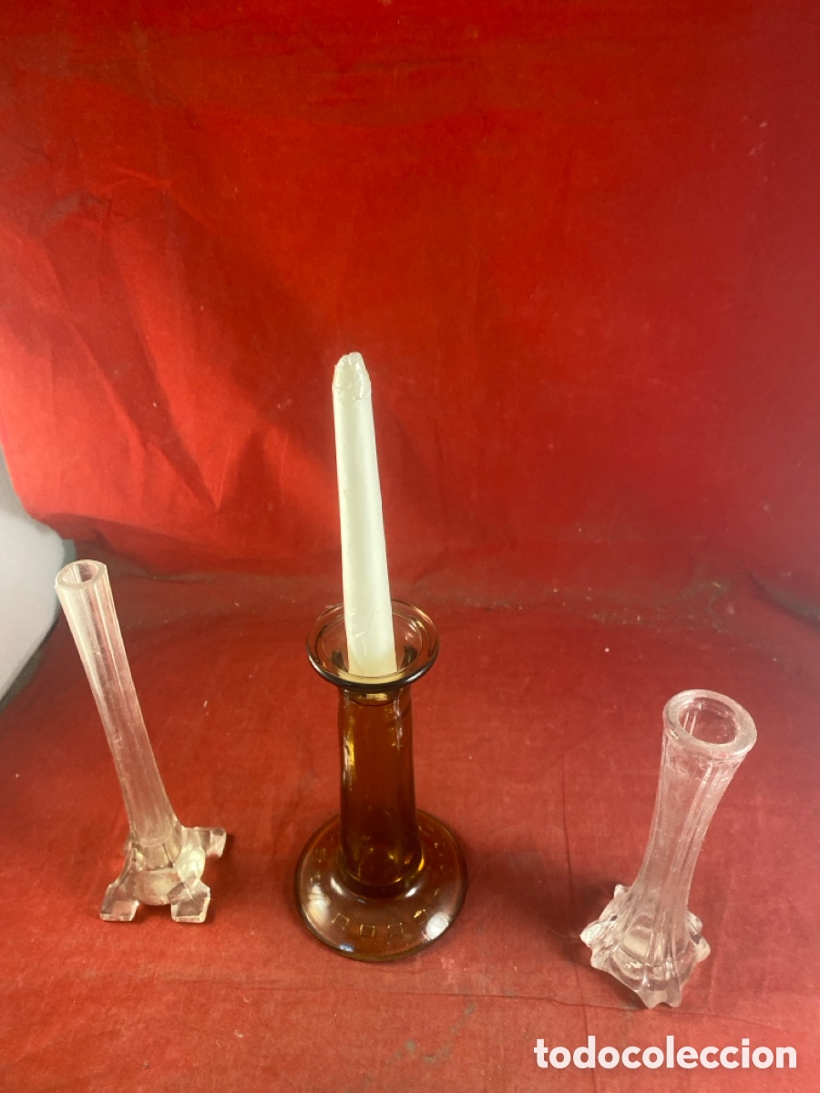 Antig&uuml;edades: PORTAVELAS Y FLOREROS DE CRISTAL - Foto 2