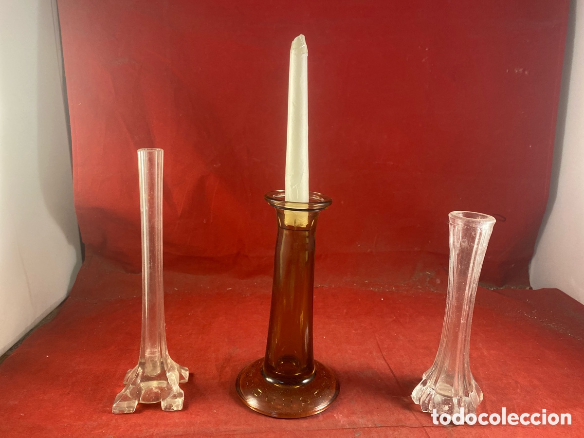 Antig&uuml;edades: PORTAVELAS Y FLOREROS DE CRISTAL - Foto 1