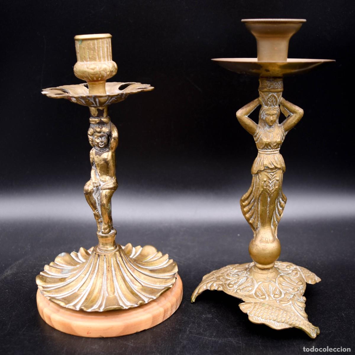 Antig&uuml;edades: Candeleros de bronce (2) - Foto 2