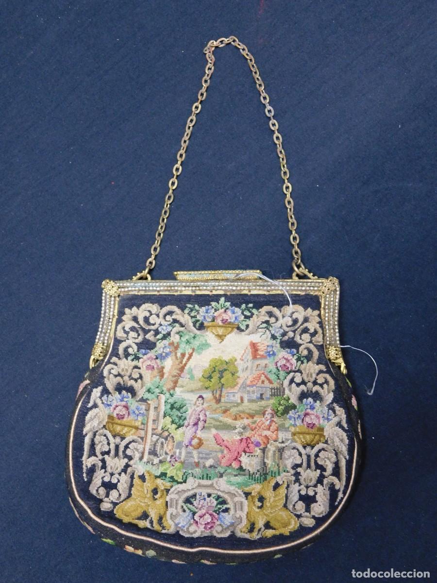 Antig&uuml;edades: BOLSO TELA BORDADO - Foto 1
