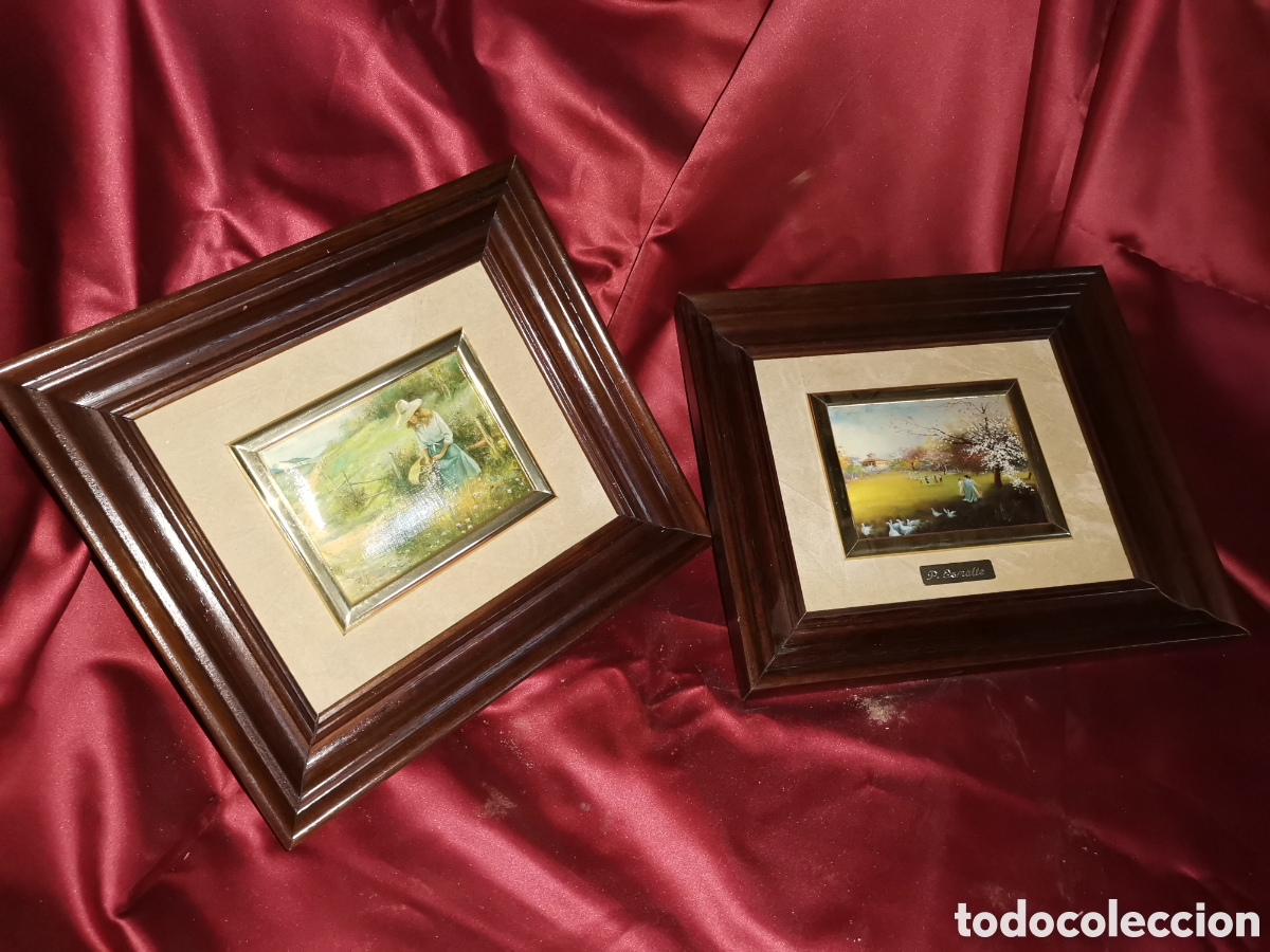 Antig&uuml;edades: Pareja cuadros P. ESMALTE - Foto 1
