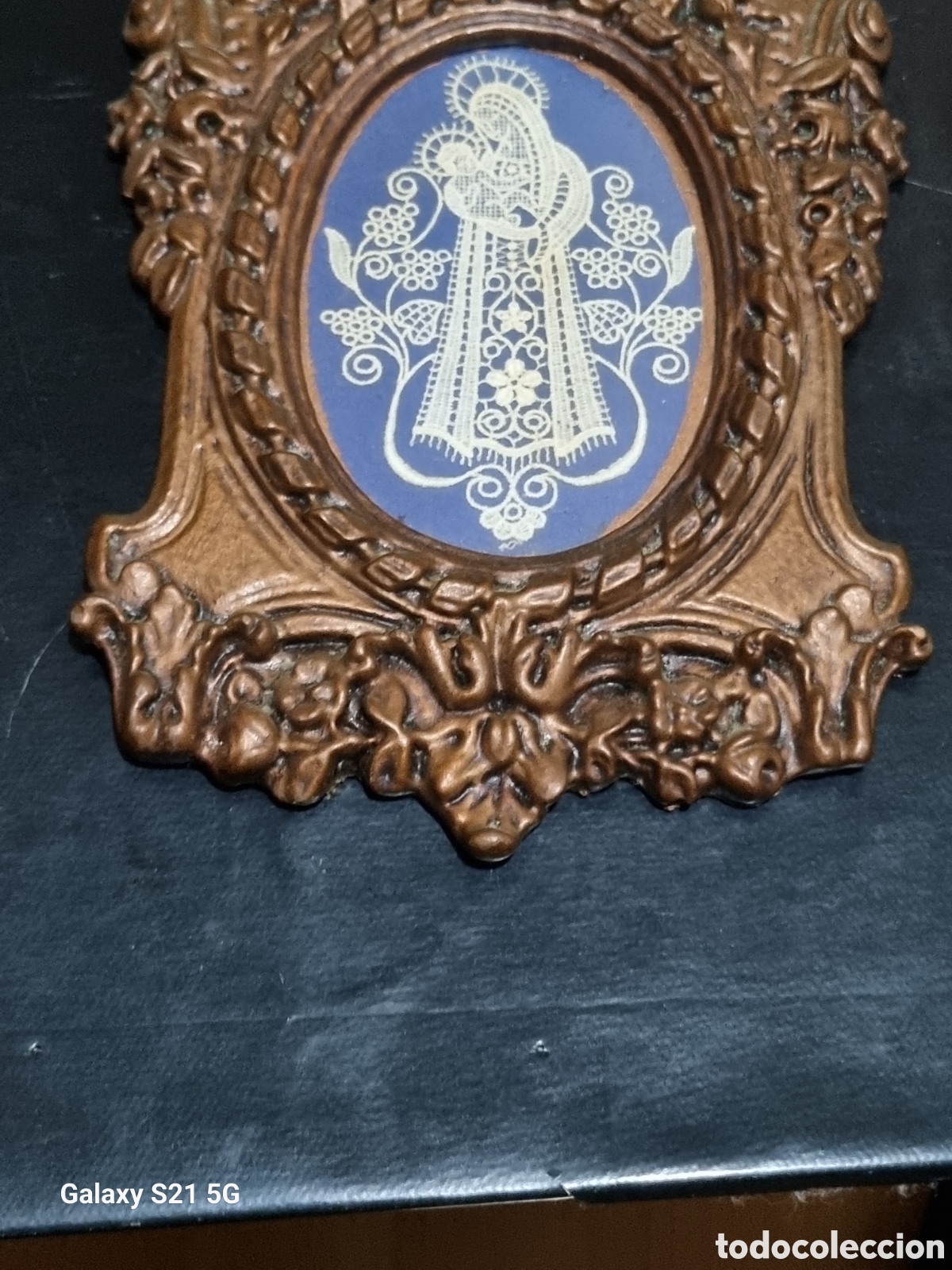 Antig&uuml;edades: CUADRO CON BORDADO DE LA VIRGEN 26X17 - Foto 4