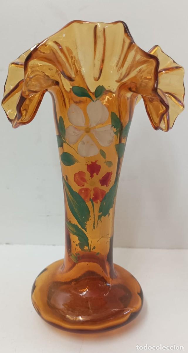Antig&uuml;edades: FLORERO ANTIGUO DE CRISTAL SOPLADO - Foto 1
