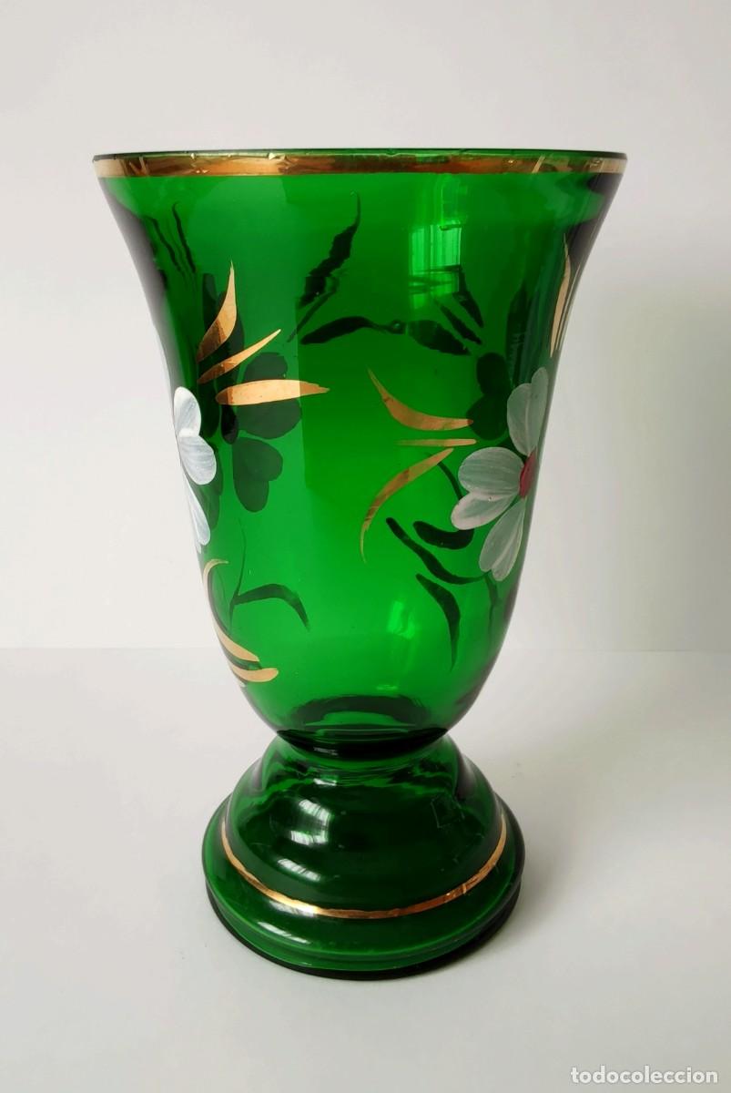 Antig&uuml;edades: JARR&Oacute;N VERDE DE VIDRIO ESMALTADO - Foto 2