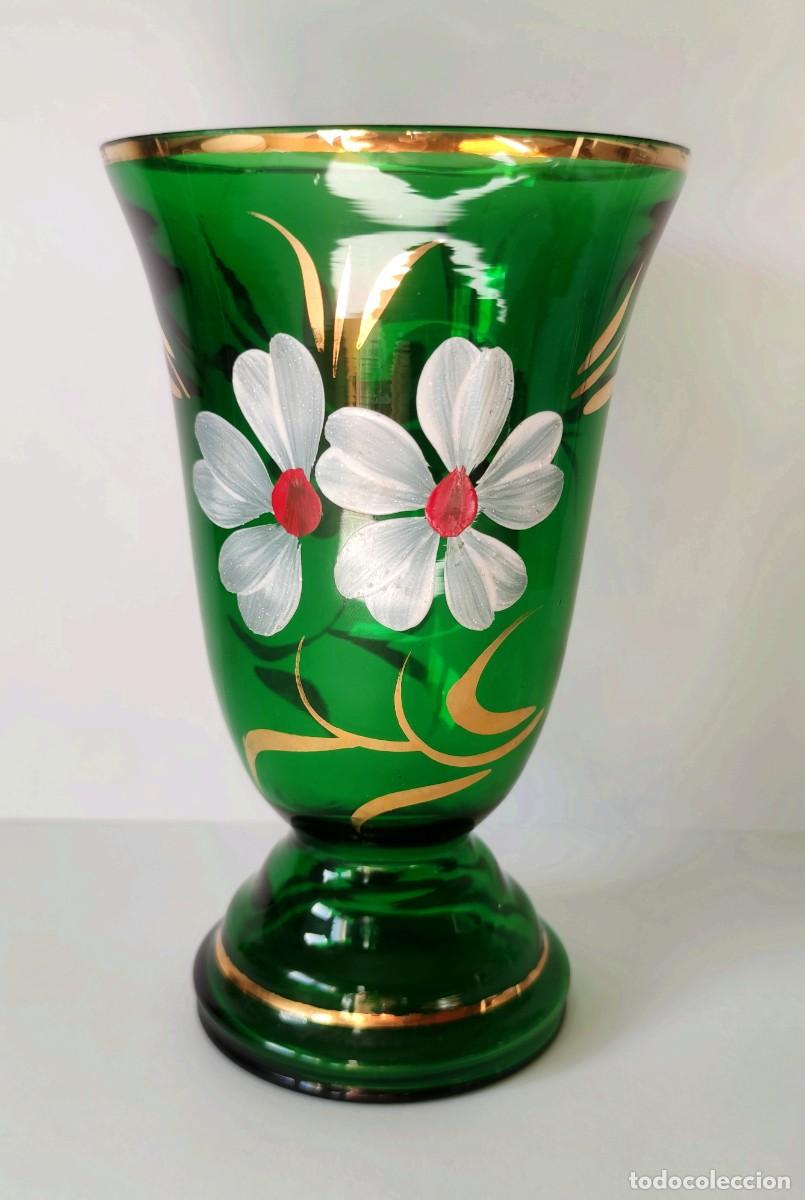 Antig&uuml;edades: JARR&Oacute;N VERDE DE VIDRIO ESMALTADO - Foto 3