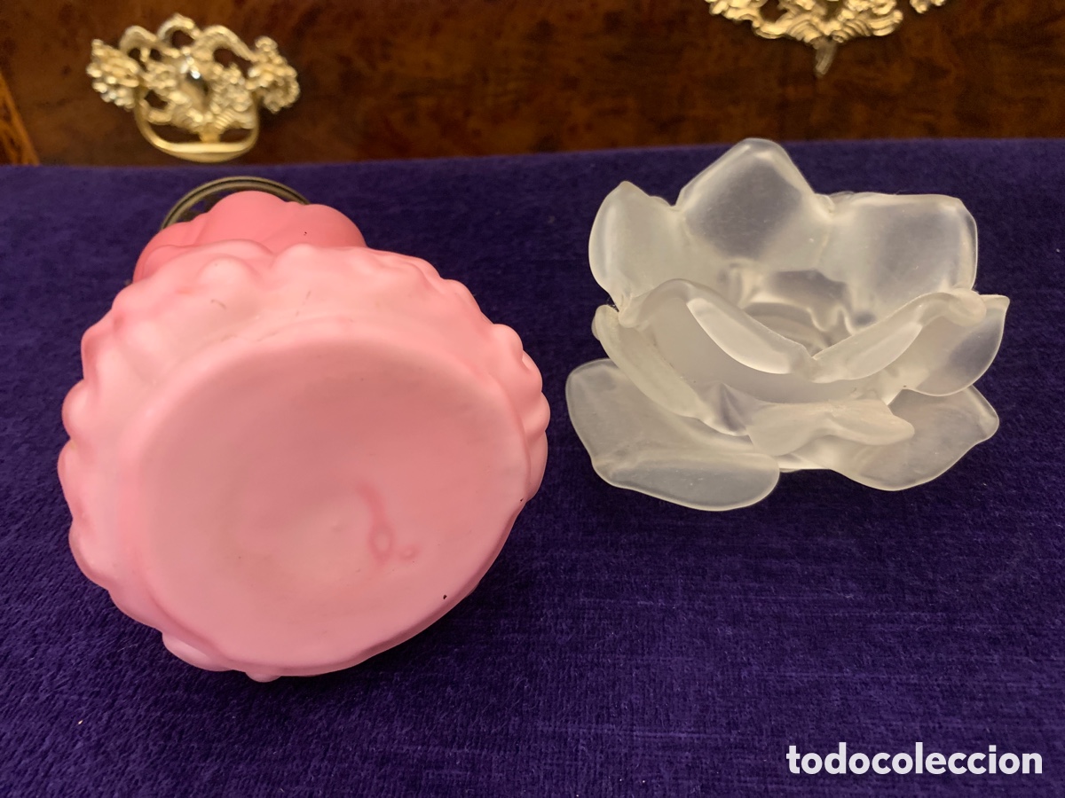 Antig&uuml;edades: Peque&ntilde;o quinqu&eacute; Cristal Rosa - Foto 6