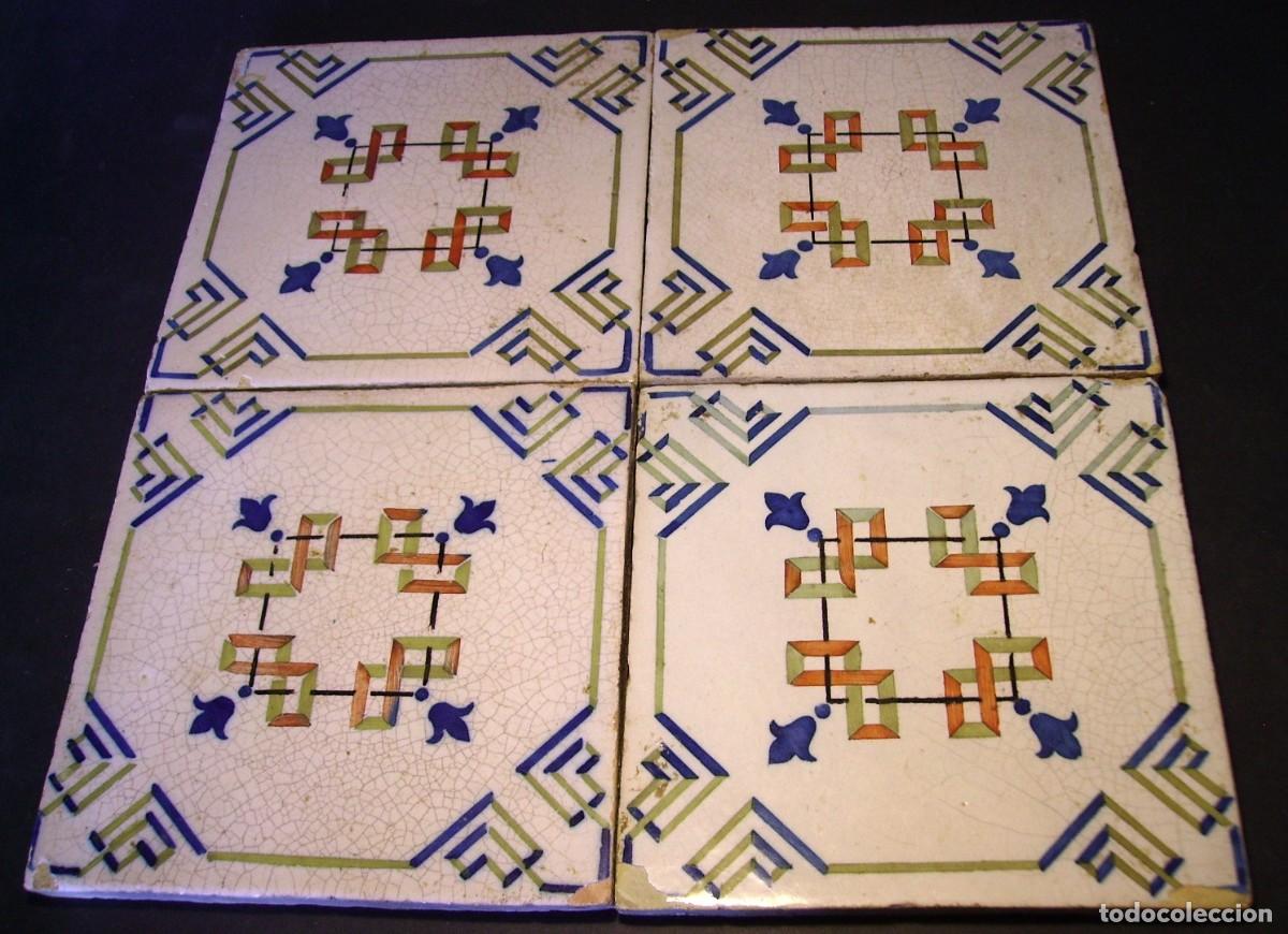 Antig&uuml;edades: CONJUNTO 4 AZULEJOS ANTIGUOS XIX - Foto 2