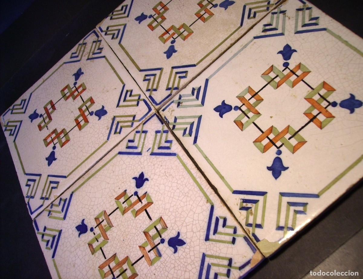 Antig&uuml;edades: CONJUNTO 4 AZULEJOS ANTIGUOS XIX - Foto 3