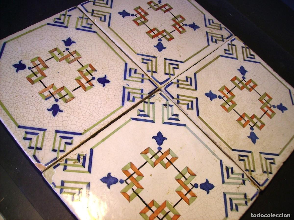 Antig&uuml;edades: CONJUNTO 4 AZULEJOS ANTIGUOS XIX - Foto 4