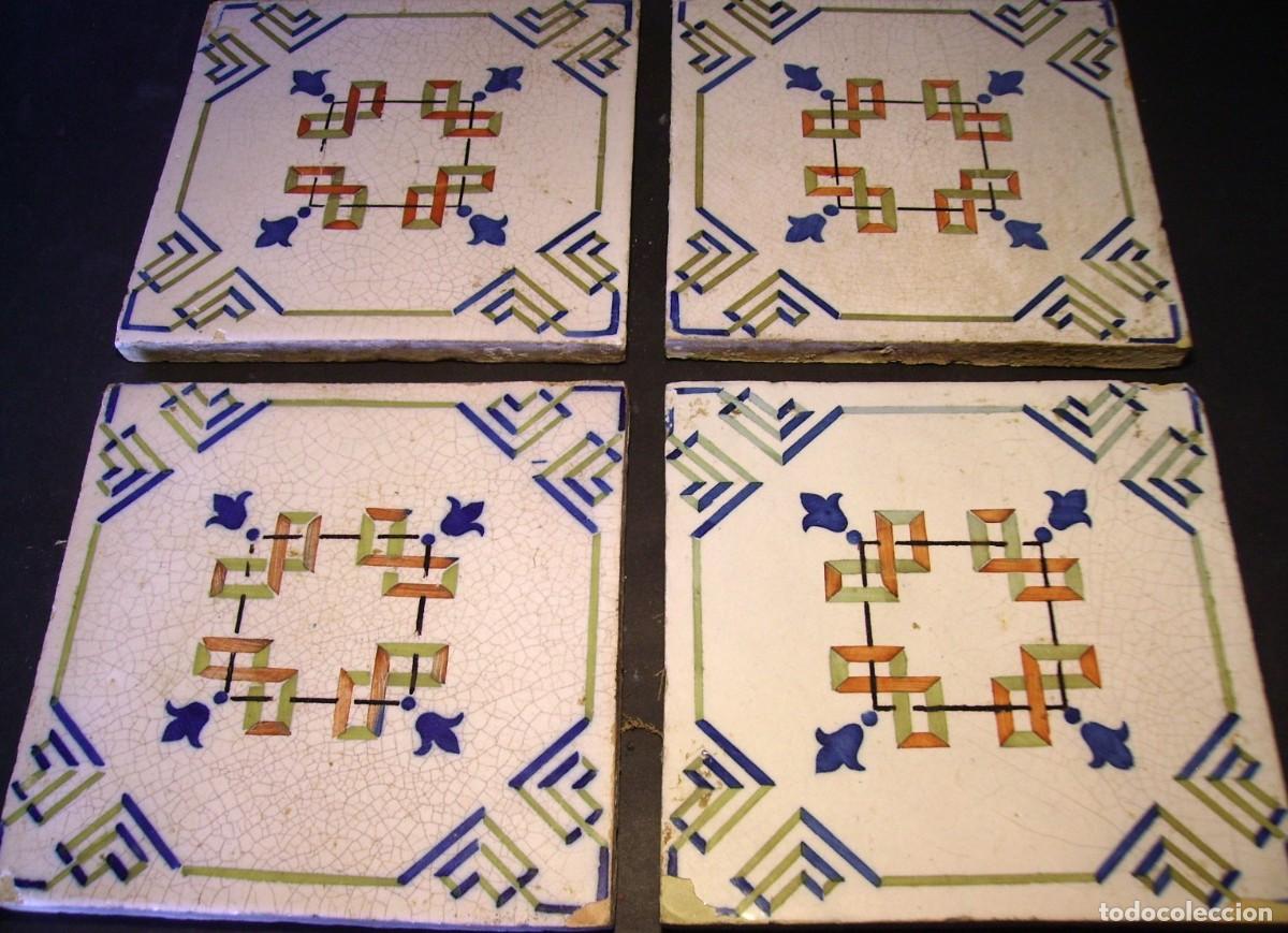 Antig&uuml;edades: CONJUNTO 4 AZULEJOS ANTIGUOS XIX - Foto 7