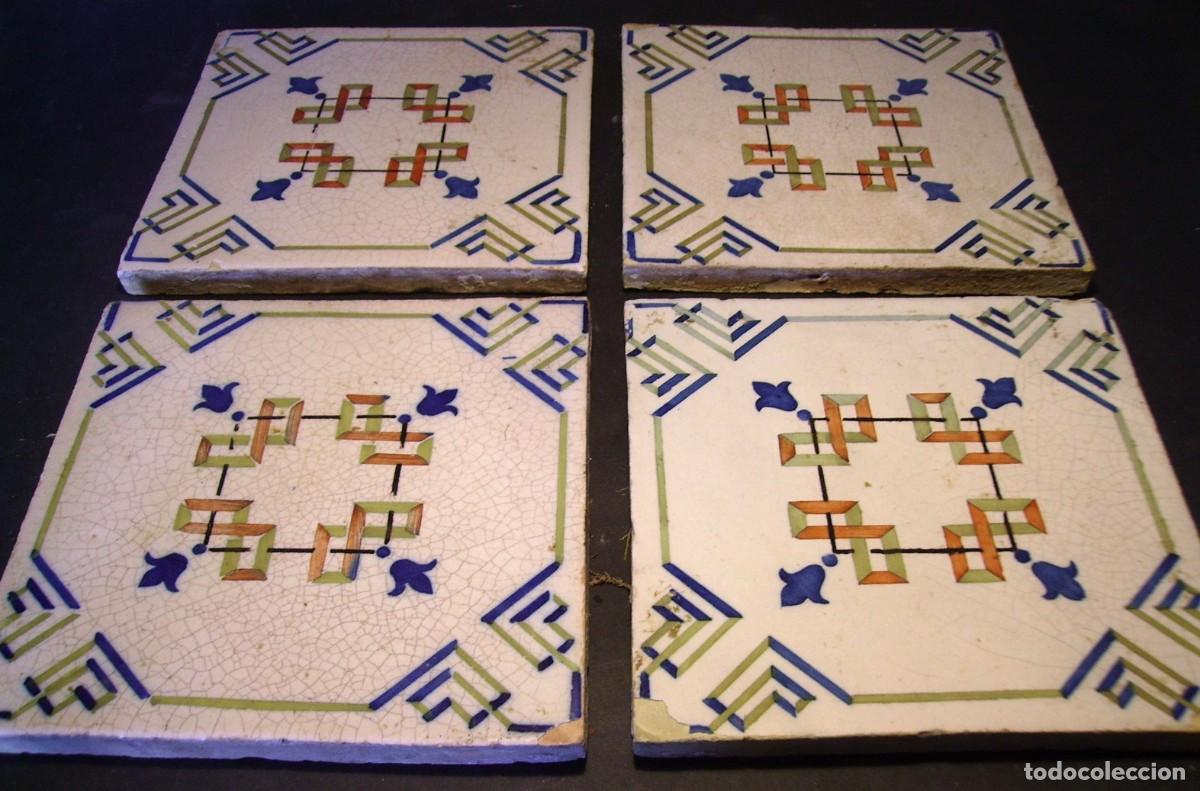 Antig&uuml;edades: CONJUNTO 4 AZULEJOS ANTIGUOS XIX - Foto 8