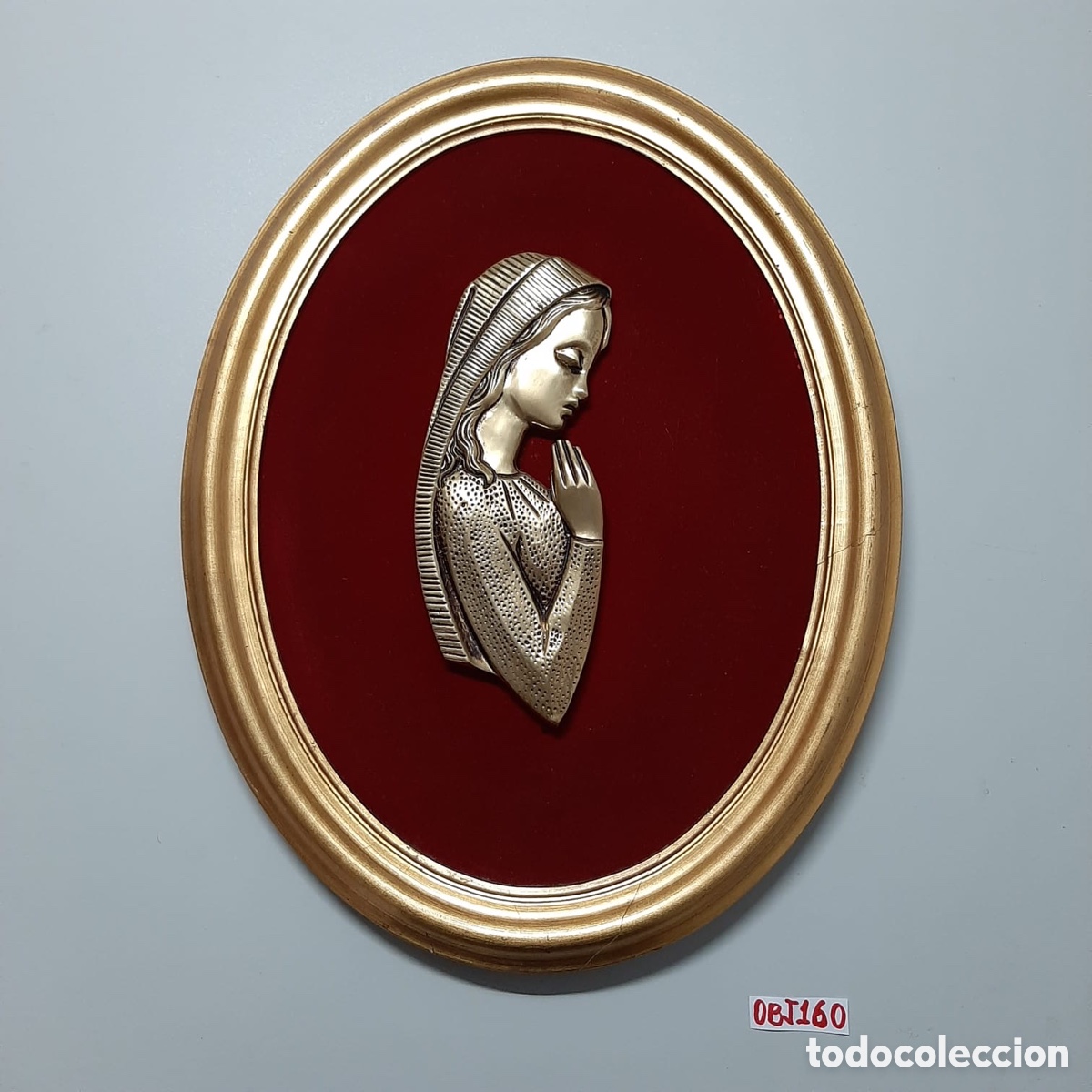 Antig&uuml;edades: Cuadro religioso de la virgen Mar&iacute;a de bronce - Foto 1