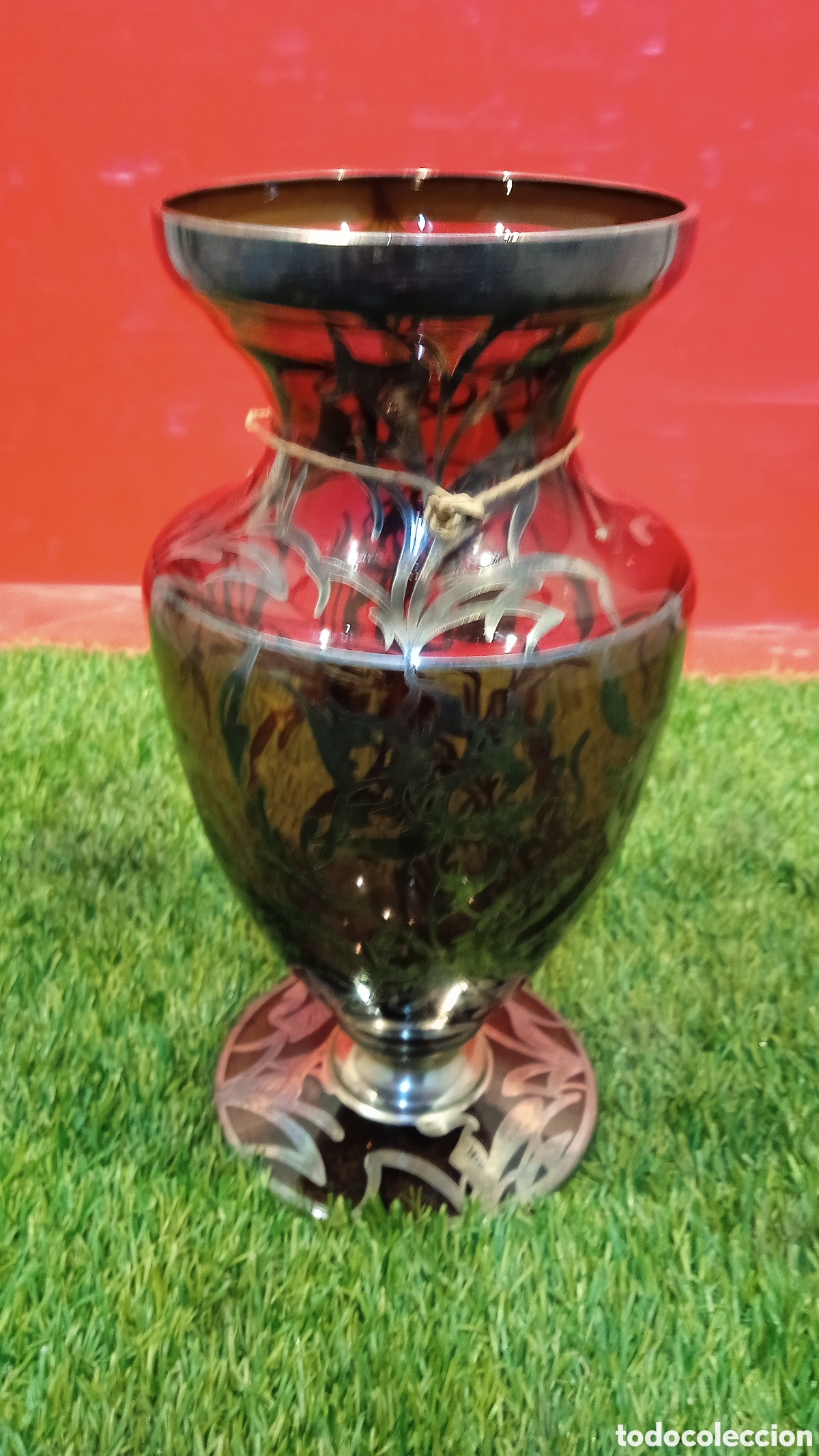 Antig&uuml;edades: JARRON DE CRISTAL Y METAL. - Foto 2