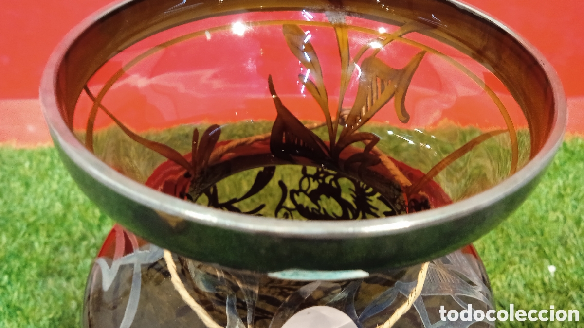 Antig&uuml;edades: JARRON DE CRISTAL Y METAL. - Foto 6