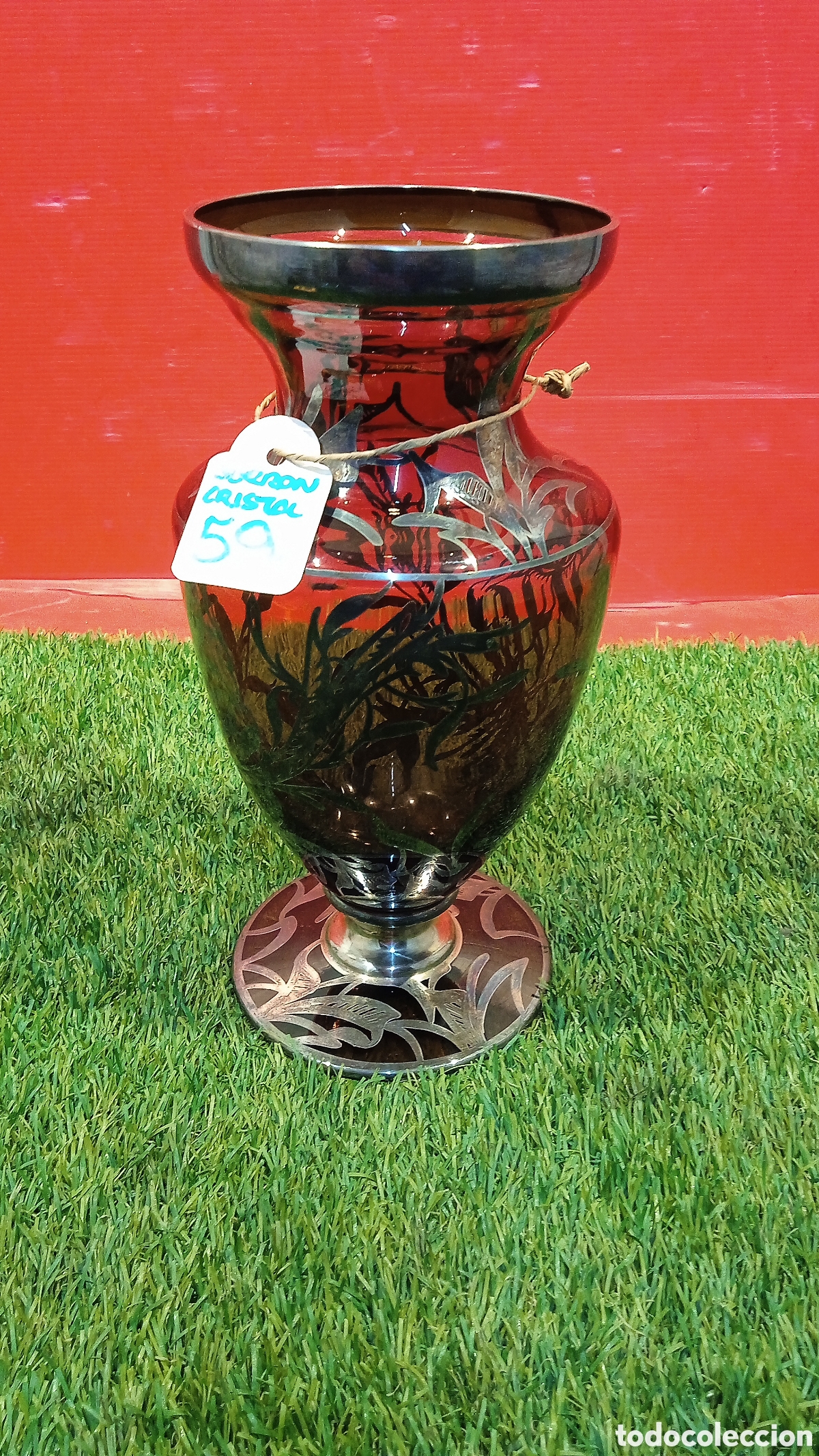 Antig&uuml;edades: JARRON DE CRISTAL Y METAL. - Foto 1
