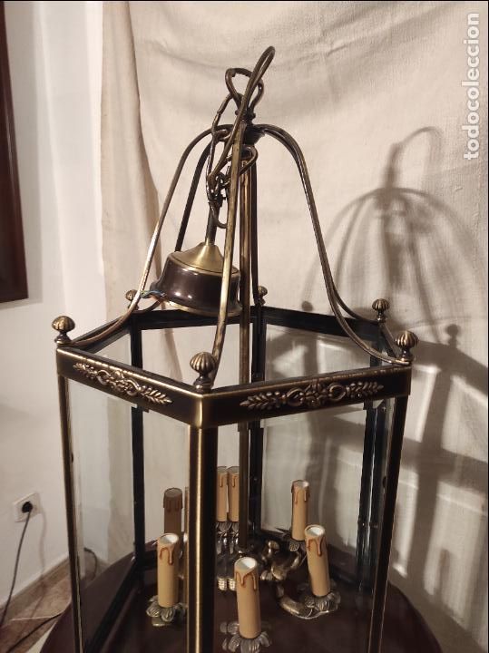 Antig&uuml;edades: farol de bronce exagonal - Foto 2