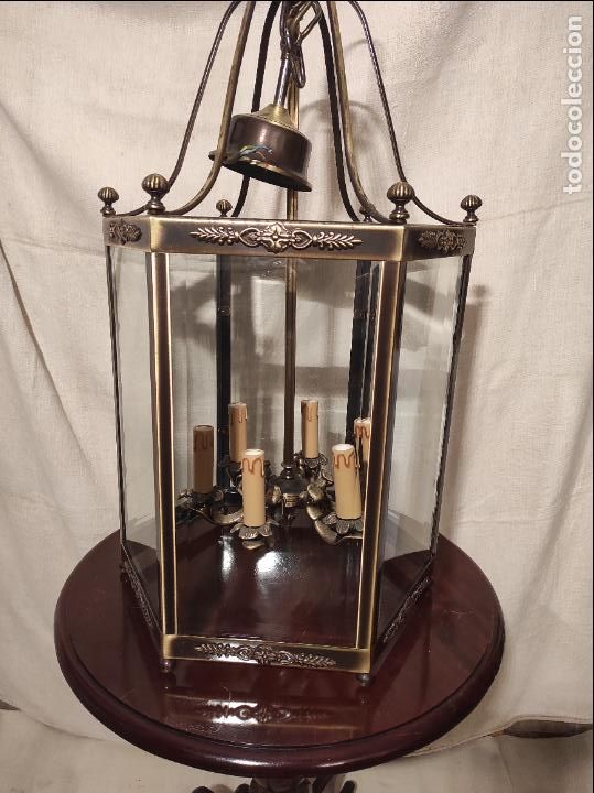 Antig&uuml;edades: farol de bronce exagonal - Foto 6