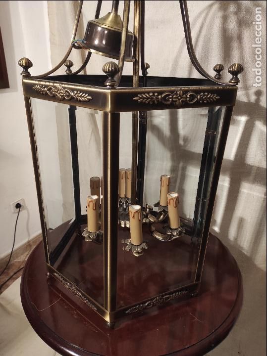 Antig&uuml;edades: farol de bronce exagonal - Foto 1