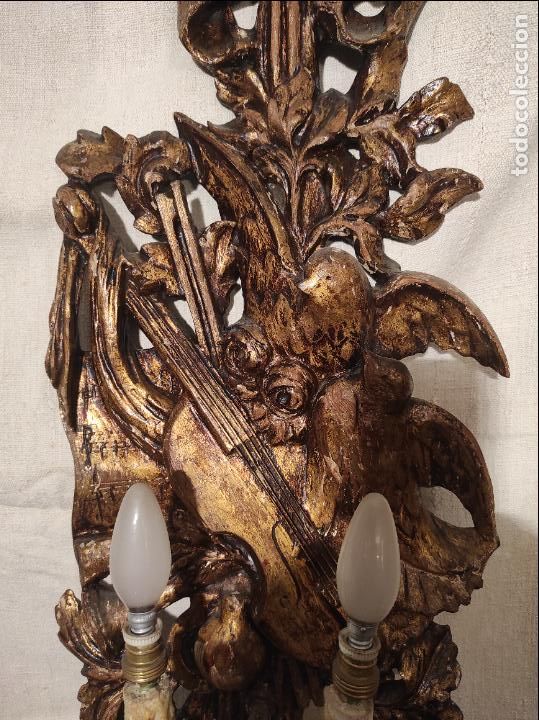 Antig&uuml;edades: aplique de madera dorado - Foto 3