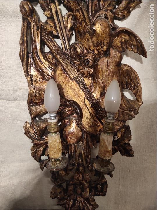 Antig&uuml;edades: aplique de madera dorado - Foto 6