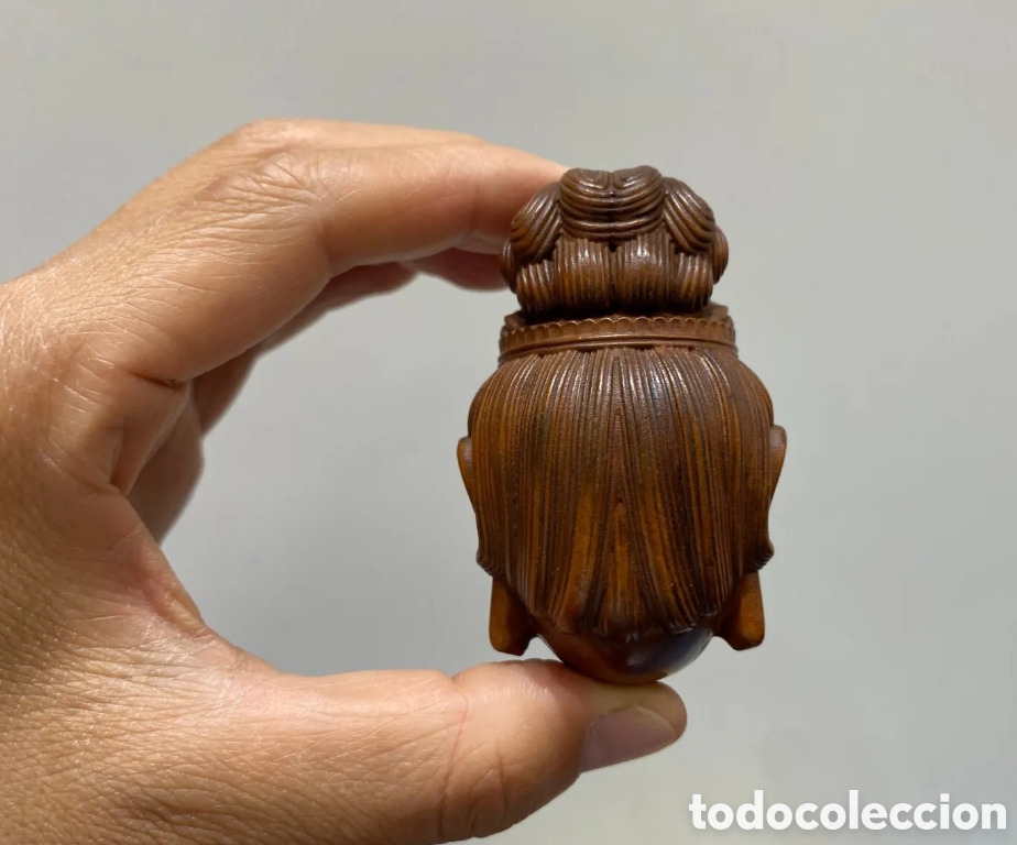 Antig&uuml;edades: Netsuke OJIME de madera, cabeza de GuanYin - Foto 5