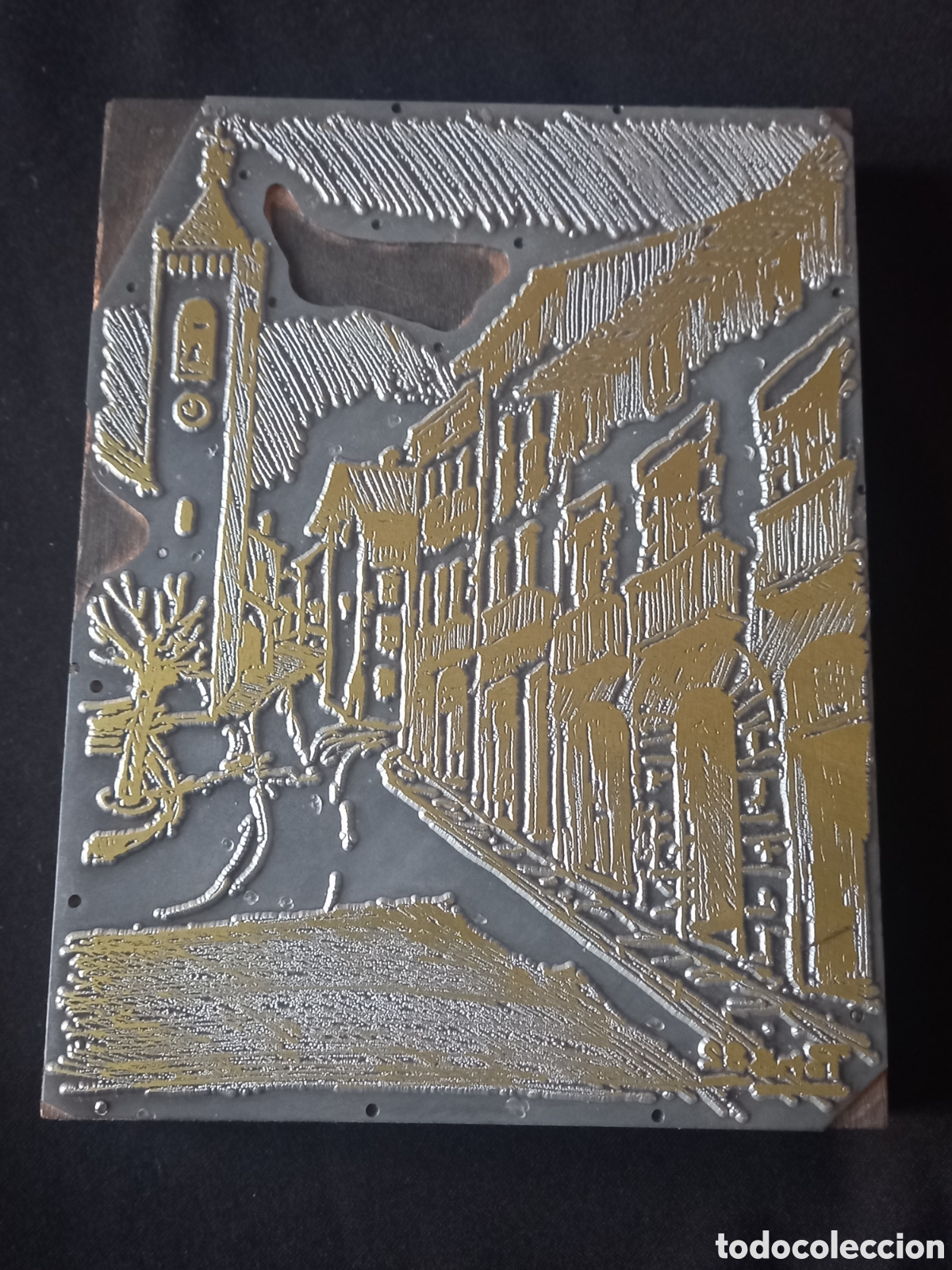 Antig&uuml;edades: Antigua plancha de zinc para impresi&oacute;n. 18 x 14