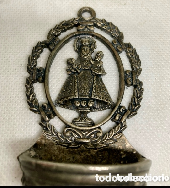 Antig&uuml;edades: BENDITERA VIRGEN MET&Aacute;LICA - Foto 2