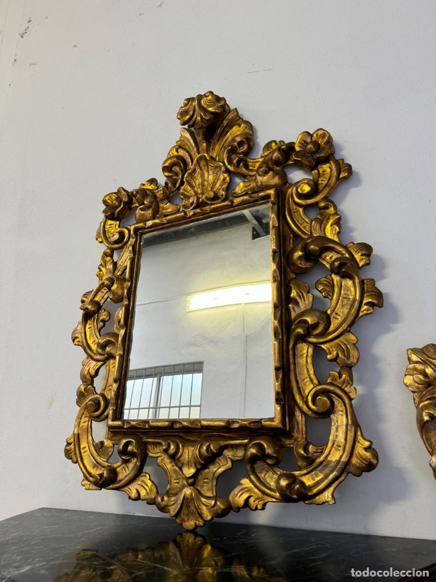 Antig&uuml;edades: Espejo cornucopia dorado con penacho. - Foto 2