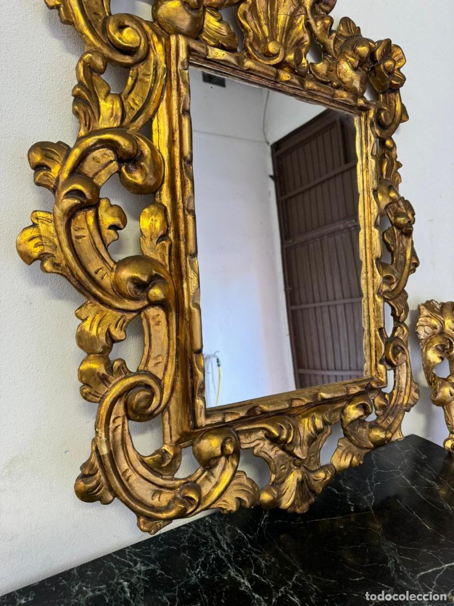 Antig&uuml;edades: Espejo cornucopia dorado con penacho. - Foto 5