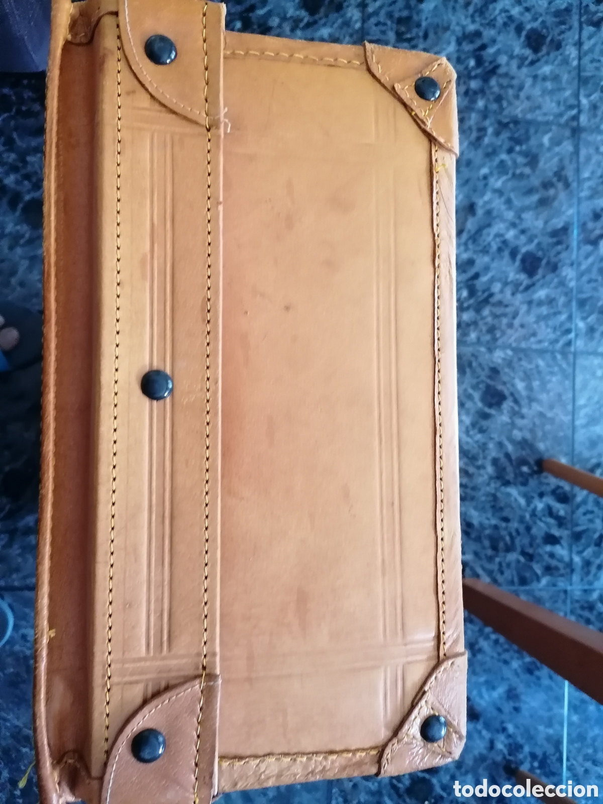 Antig&uuml;edades: Maleta antigua de cuero - Foto 6
