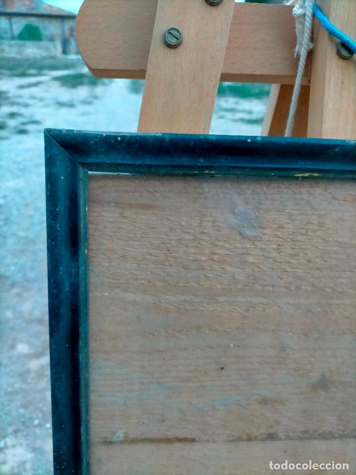 Antiques: Marco antiguo rectangular lacado color negro y filo pan de oro de madera Siglo XIX