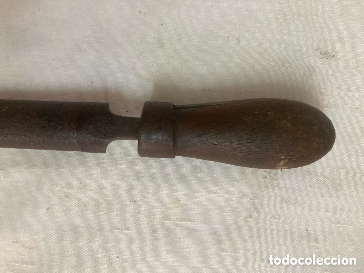 Antig&uuml;edades: LIMA MANGO MADERA REDONDEADA Y PLAMA ANTIGUA - Foto 2