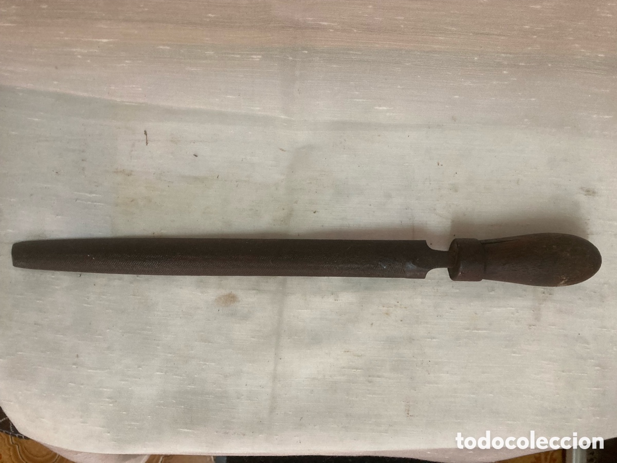 Antig&uuml;edades: LIMA MANGO MADERA REDONDEADA Y PLAMA ANTIGUA - Foto 1