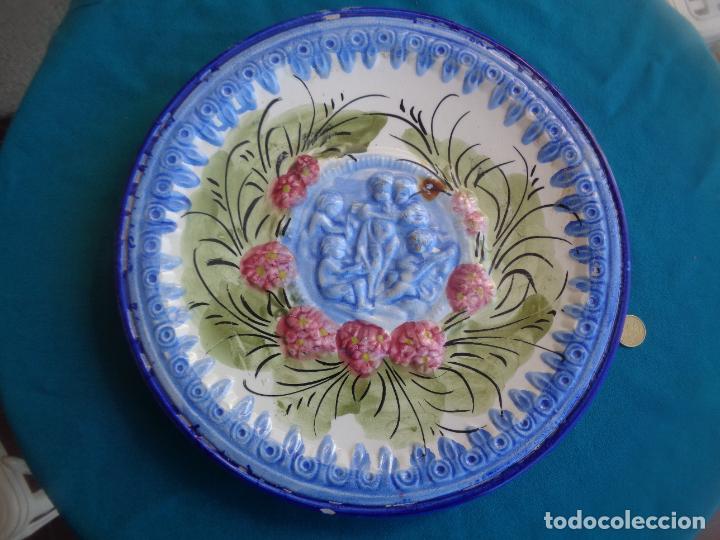 Antig&uuml;edades: GRAN PLATO CON ANGELOTES EN RELIEVE 35,5 CM. - Foto 6