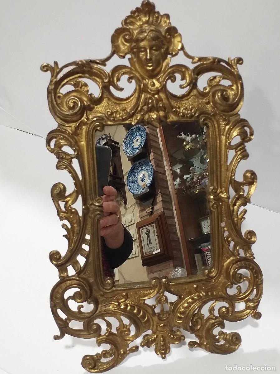 Antig&uuml;edades: ESPEJO DE MESA ESTILO BARROCO BRONCE - Foto 2
