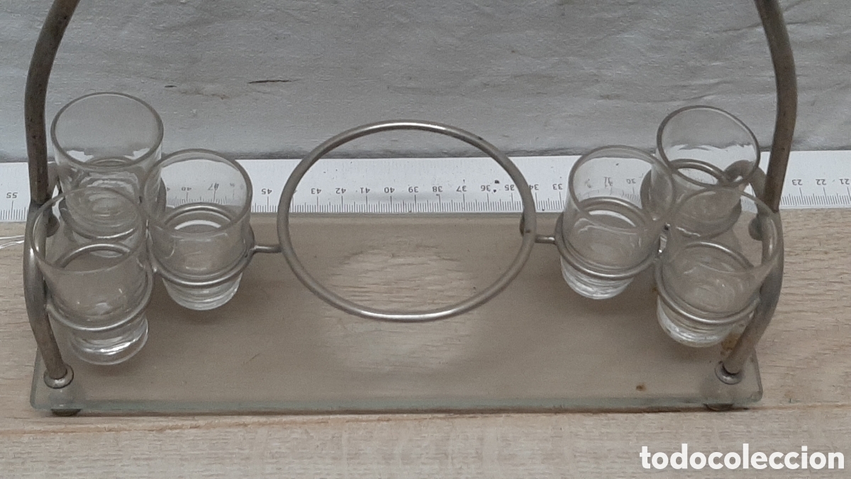 Antig&uuml;edades: JUEGO LICORERA Y VASOS CHUPITO - Foto 2