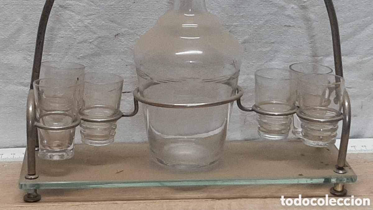 Antig&uuml;edades: JUEGO LICORERA Y VASOS CHUPITO - Foto 3