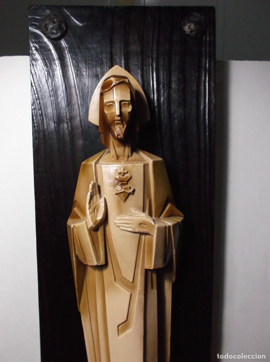 Antig&uuml;edades: SAGRADO CORAZON DE JESUS EN MADERA. - Foto 3