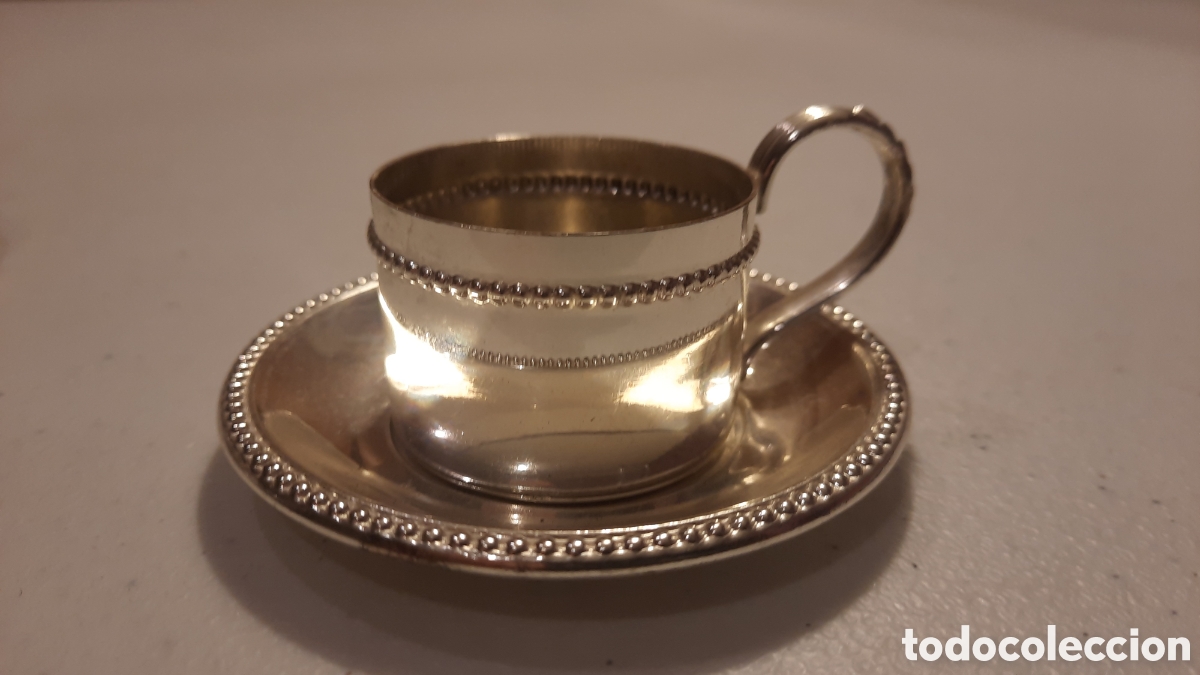 Antig&uuml;edades: Juego de caf&eacute; mini en metal plateado - Foto 3